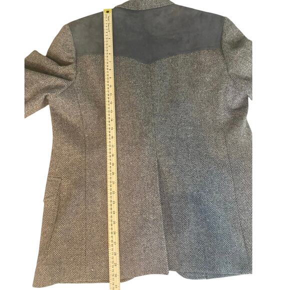 Pendleton Men's Wool Herringbone Blazer Jacket Sz 46 Elbow Patches Western Suede - Picture 13 of 13